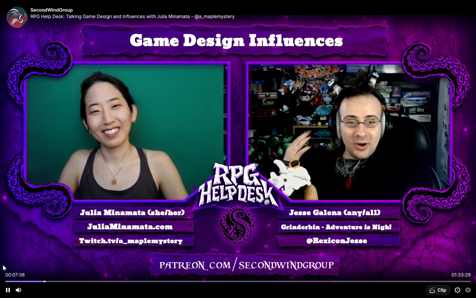 screenshot from my appearance on RPG Help Desk