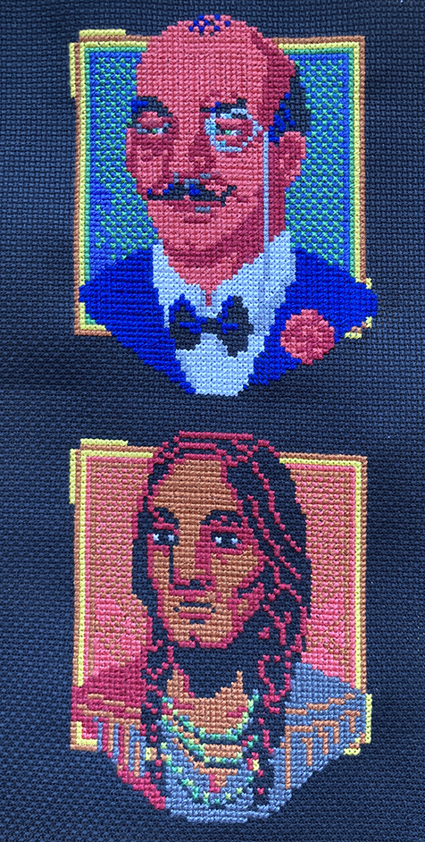 Cross-stitched Al and Nat