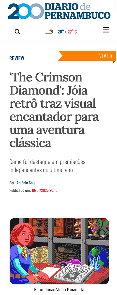 The Crimson Diamond covered in Diario