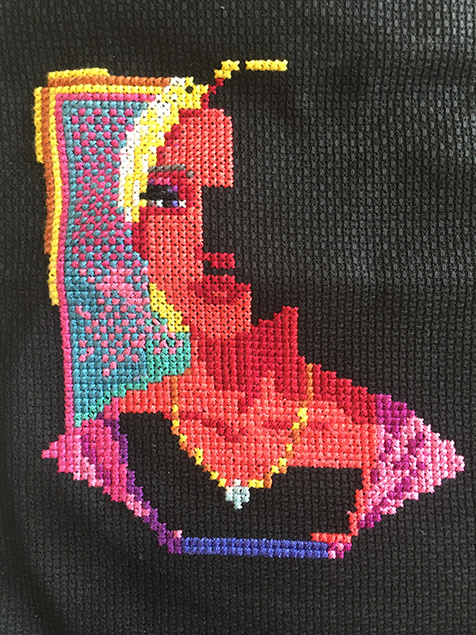 Margot portrait cross-stitch